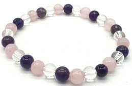 Bracelet Améthyste, Cristal, Quartz Rose - 6mm