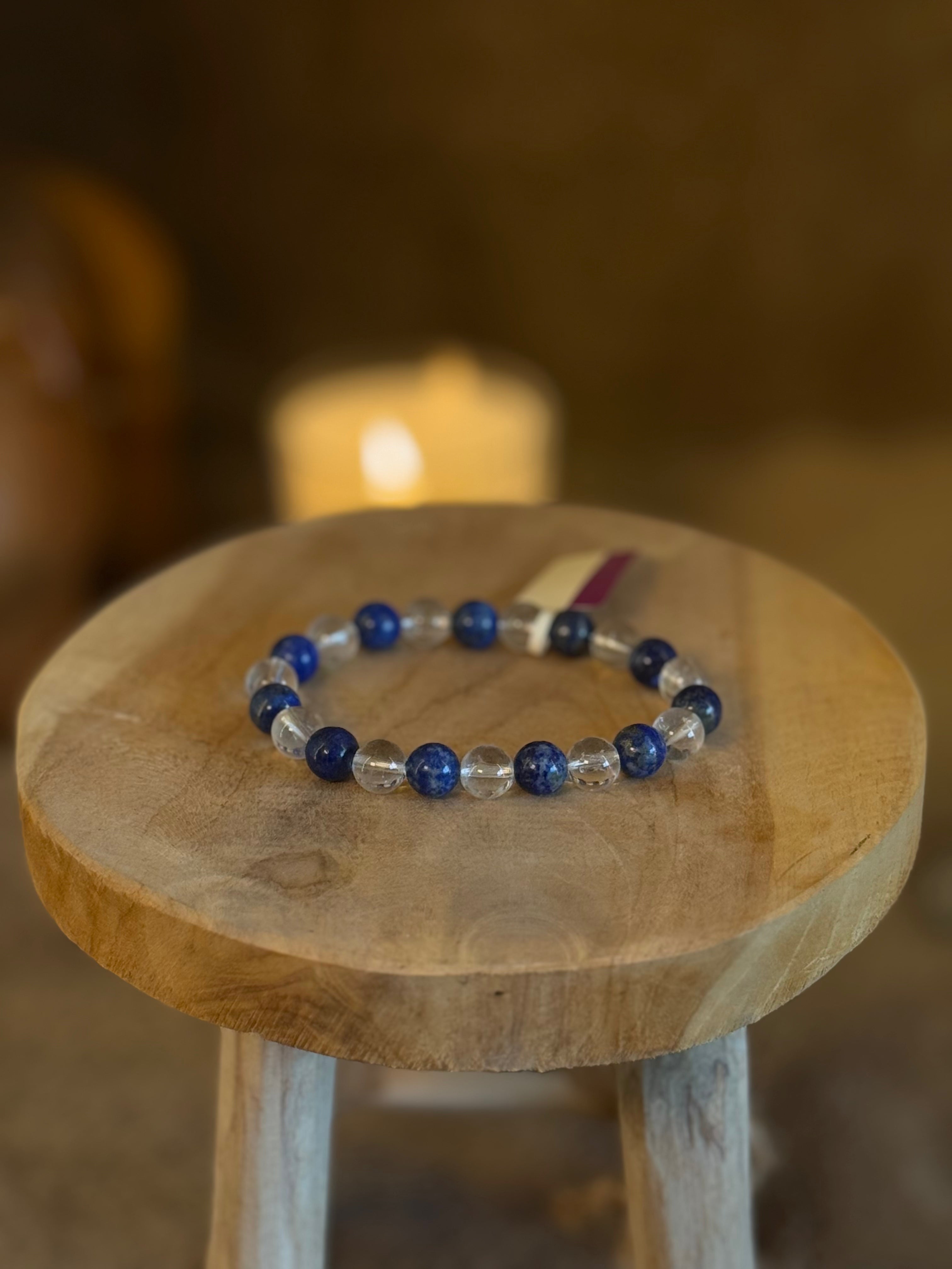 Bracelet Lapis Lazuli & Cristal - 8mm