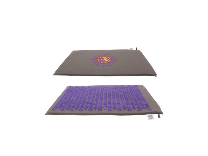 Tapis d'acupression/Shakti gris avec pointe violette (Ying Yang)